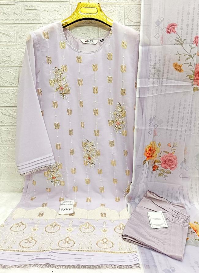 Georgette Lilac Festival Wear Embroidery Work Readymade Pakistani Suit